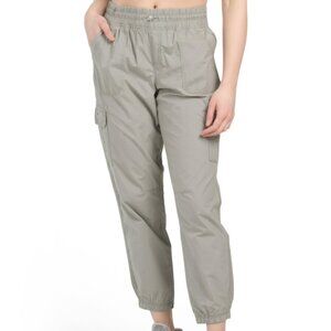 NEW CALVIN KLEIN Smocked Waistband Cargo Joggers Sage 100% cotton 362mn